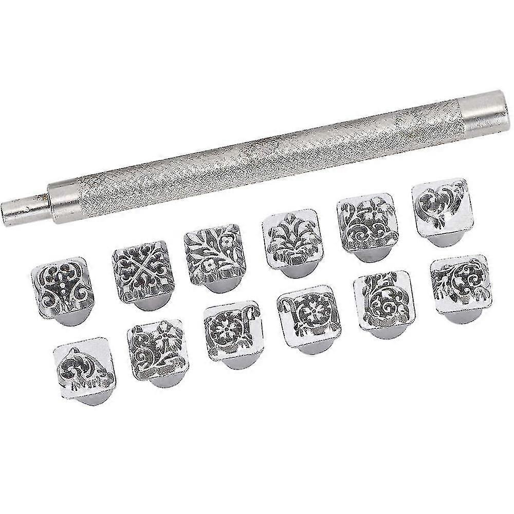12pcs Stamping Punch Tool Tang Dynasty Flower Design Diy