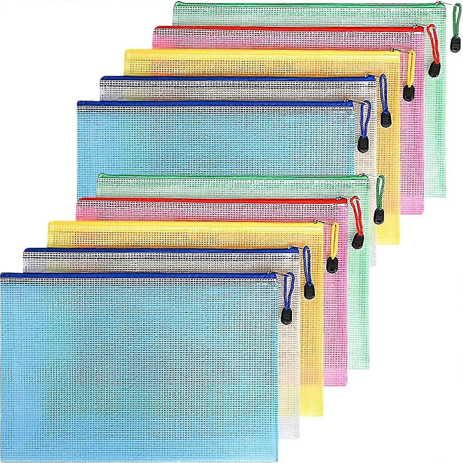 Cisea 10 Pcs A4 Document Pouch Zip Folder Package Wallet Pvc Waterproof Document Zip Folder Pvc School Office A5 Magazine Document A4