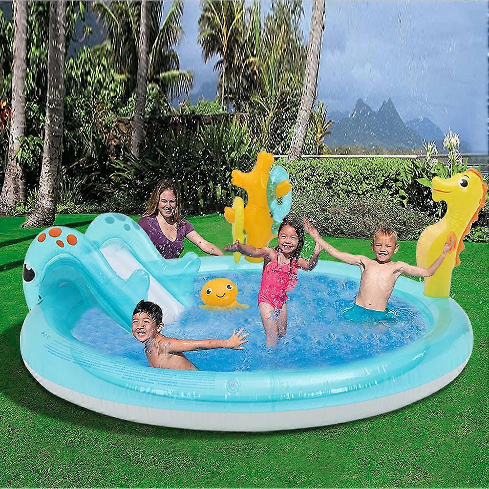 Inflatable Water Play Center Wading Pool with Slide