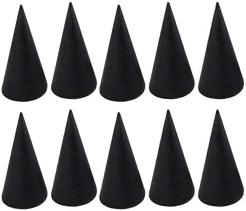 10pcs الخشب الطبيعي مخروط خاتم حاملي غير مطلية المخاريط الخشبية لحرفة الطلاء مجوهرات عرض موقف 2.5x5cm