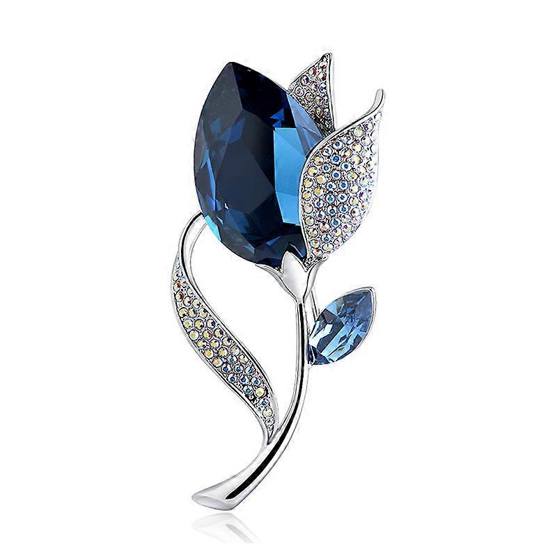 Blue calla lily rhinestone zirconia crystal brooch elegant simple corsage brooch