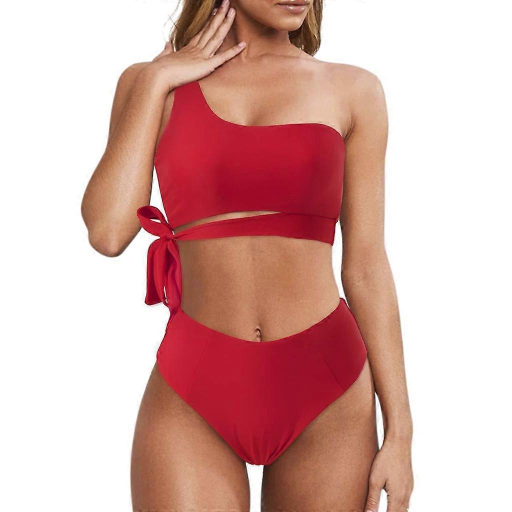 Maillot de bain deux pièces pour femmes maillots de bain à une épaule Sexy Lace Up Bikinis Set