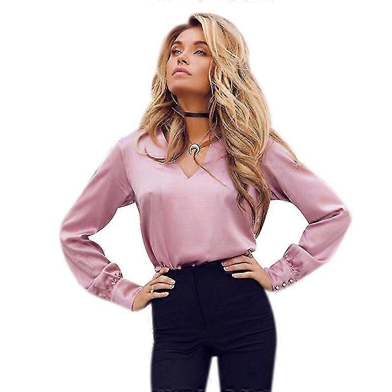 V-neck Blouse, Long Sleeve Blouse, Silk Blouse