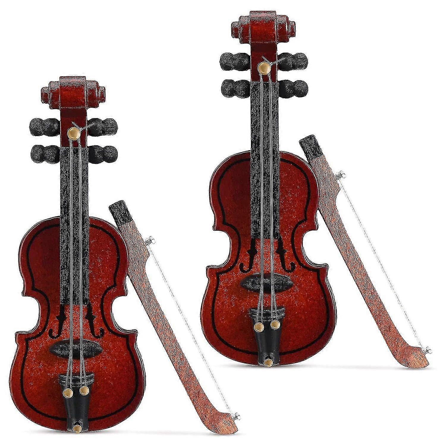 2 Piezas Violín de Madera miniatura Mini Violín Modelo