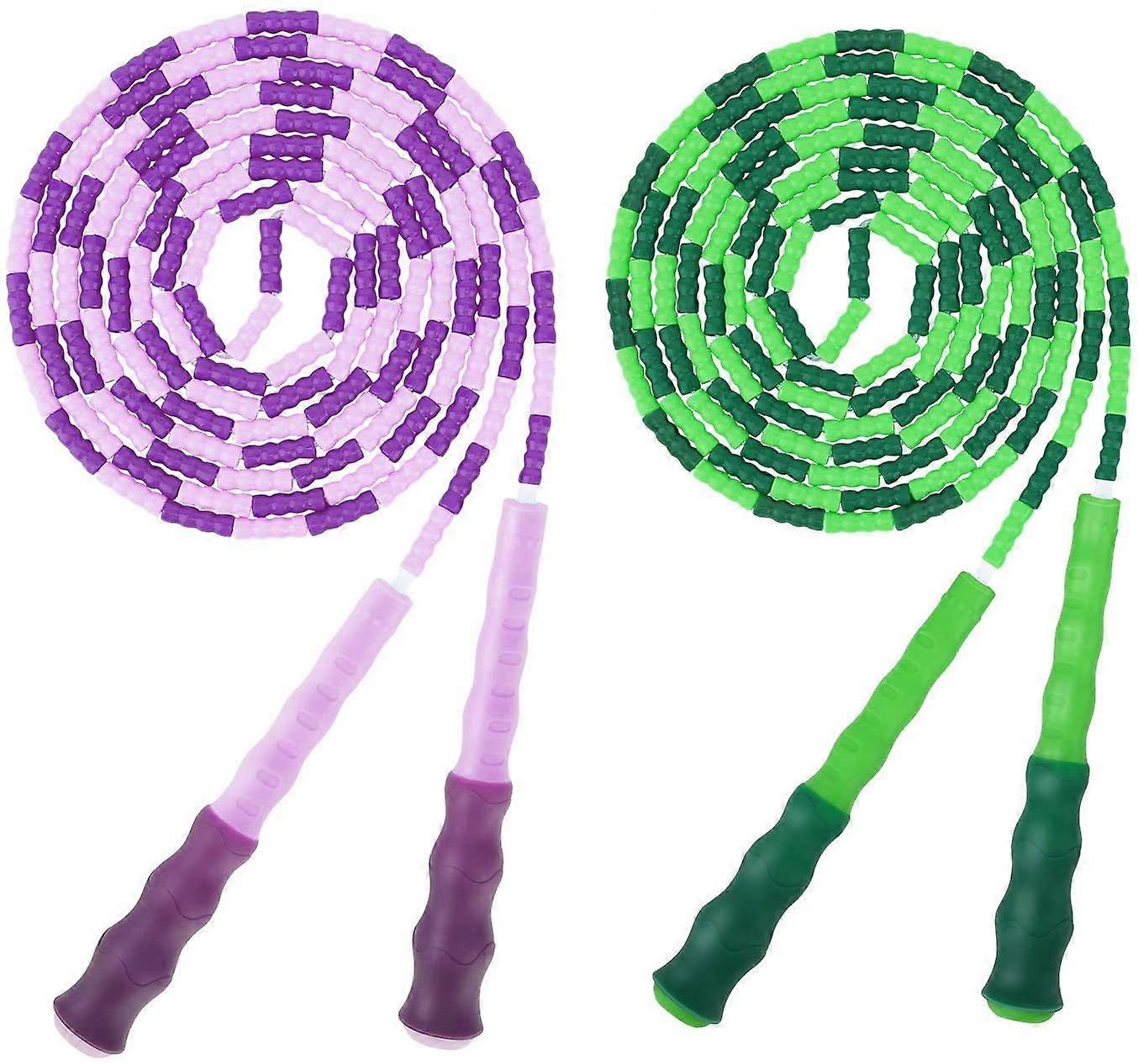 Springseil Weiches, perlenbesetztes Springseil (2er-Pack), Premium Adjustable Segmented Tangle-Free Workout Fitness