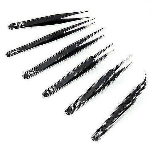 6 Pcs Tip Flat Head Precision Tweezers Set Stainless Steel Anti Static Tool Kit Jikaix
