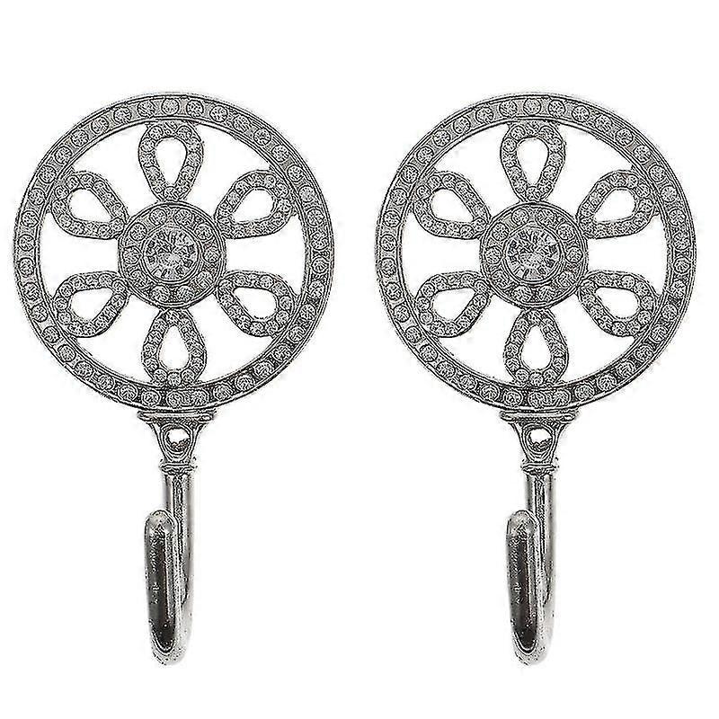 1pair Flower Design Curtain Hooks Alloy Curtain Hooks Wall Curtain Hook Decors