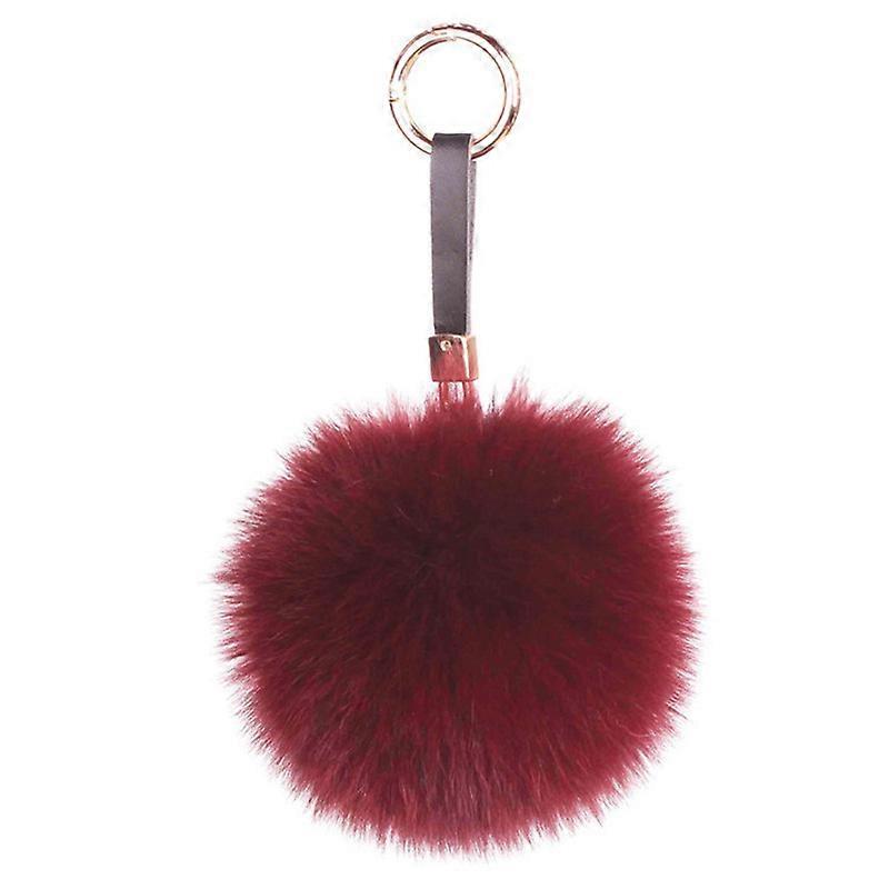 MIMIGO Cute Genuine Fox Fur Ball Pom Pom Keychain for Car Key Ring Handbag Tote Bag Pendant