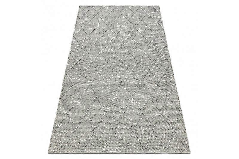 Wool carpet TAHAR 99001G grey - HAND-WOVEN loop, rhombus, boho