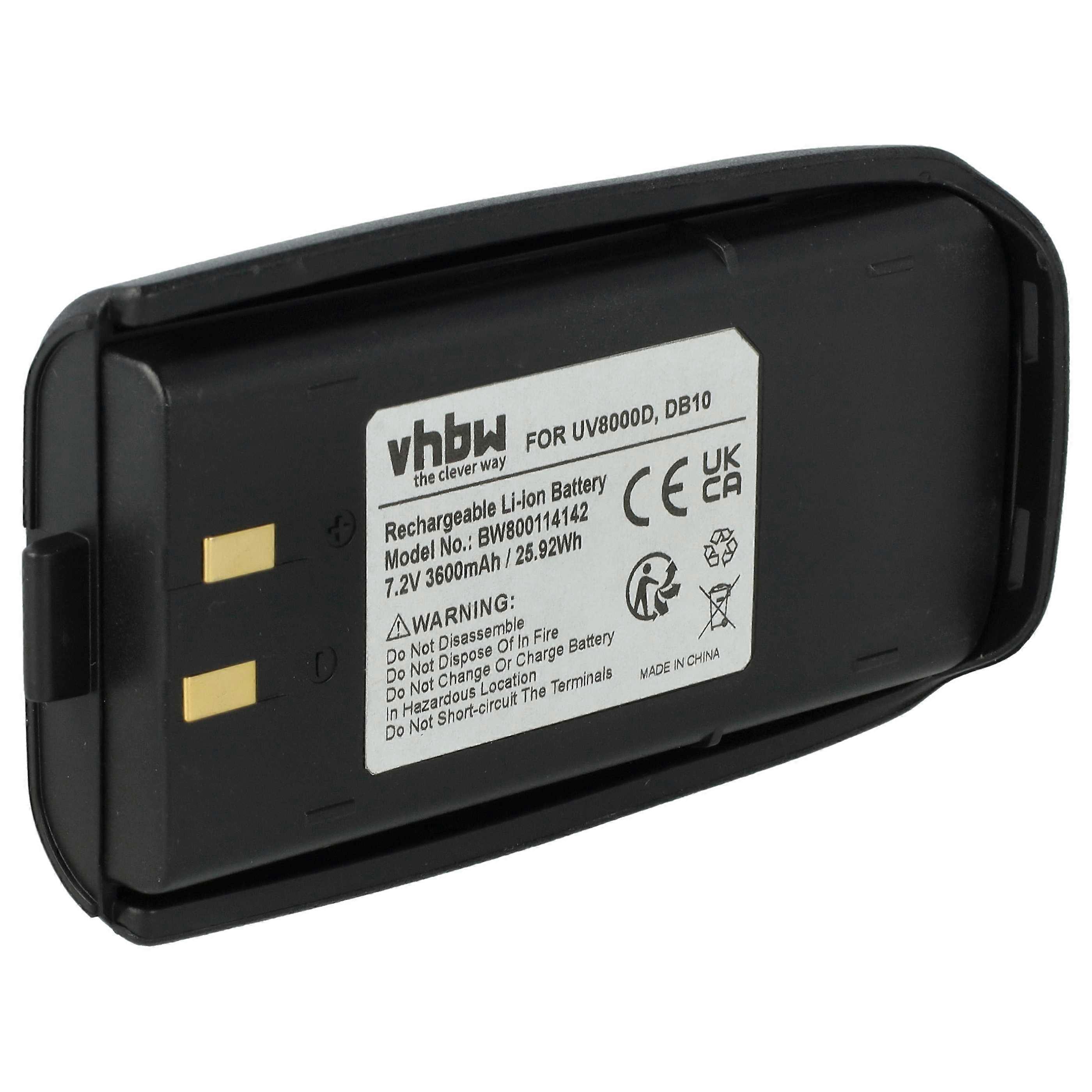 vhbw Akku kompatibel mit Polmar DB-10 Transceiver Funkgerät, Walkie Talkie (3600 mAh, 7,2 V, Li-Ion)
