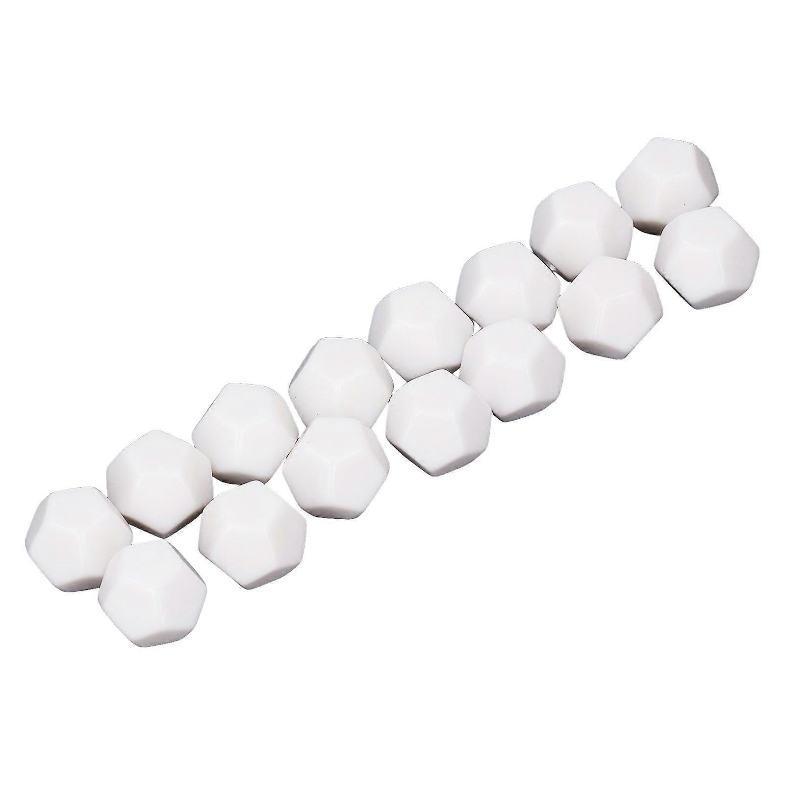 30PCS White 12 Sided Blank Dice Acrylic Write On Teaching Dice Cubes Polyhedral Dice Kit for Entertainment Education 2.5cm
