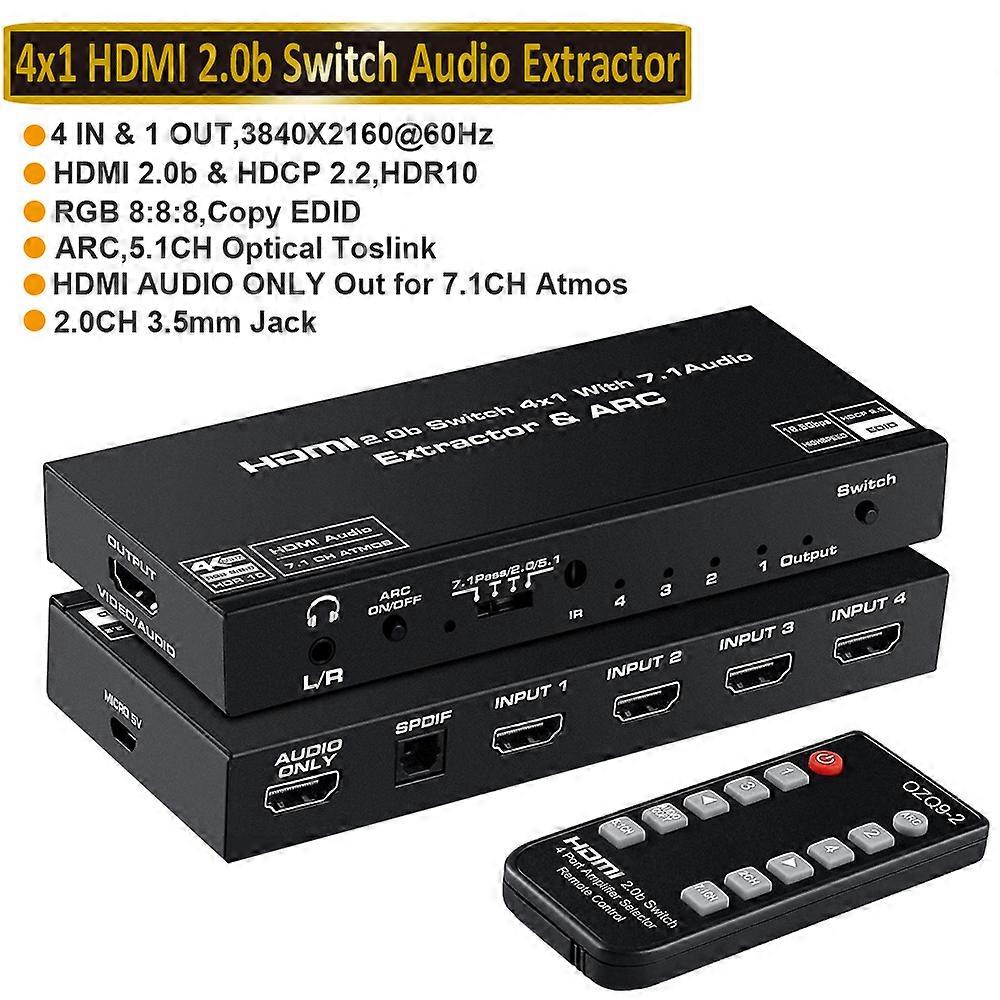 Redkid 4K HDMI to RCA Audio Extractor SPDIF HDMI Audio Converter Adapter AV RSA Support 4K@60Hz RGB