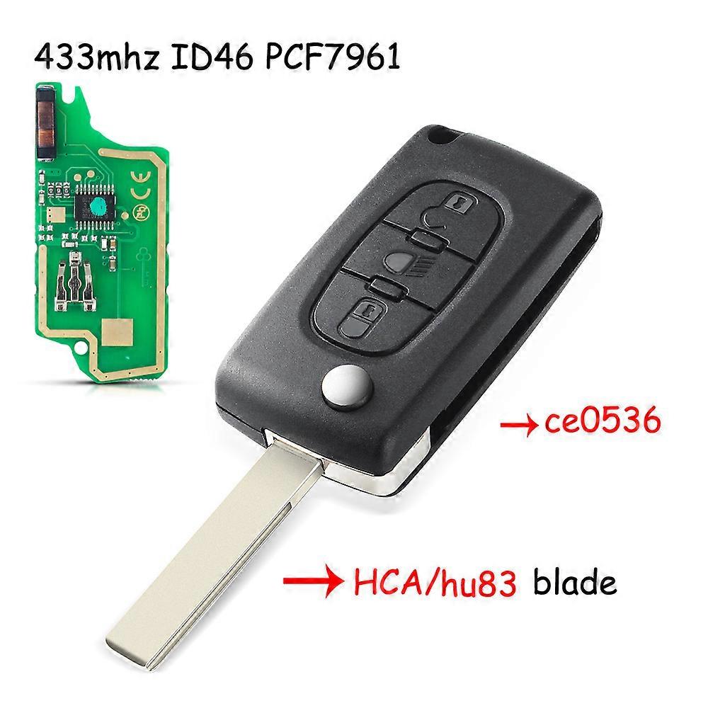 For Citroen C5 X7 C2 C3 C4 Grand Picasso Berlingo C6 C8 3 Buttons light Remote Car Key VA2/HCA 433Mhz ID46 CE0523 Ce0536