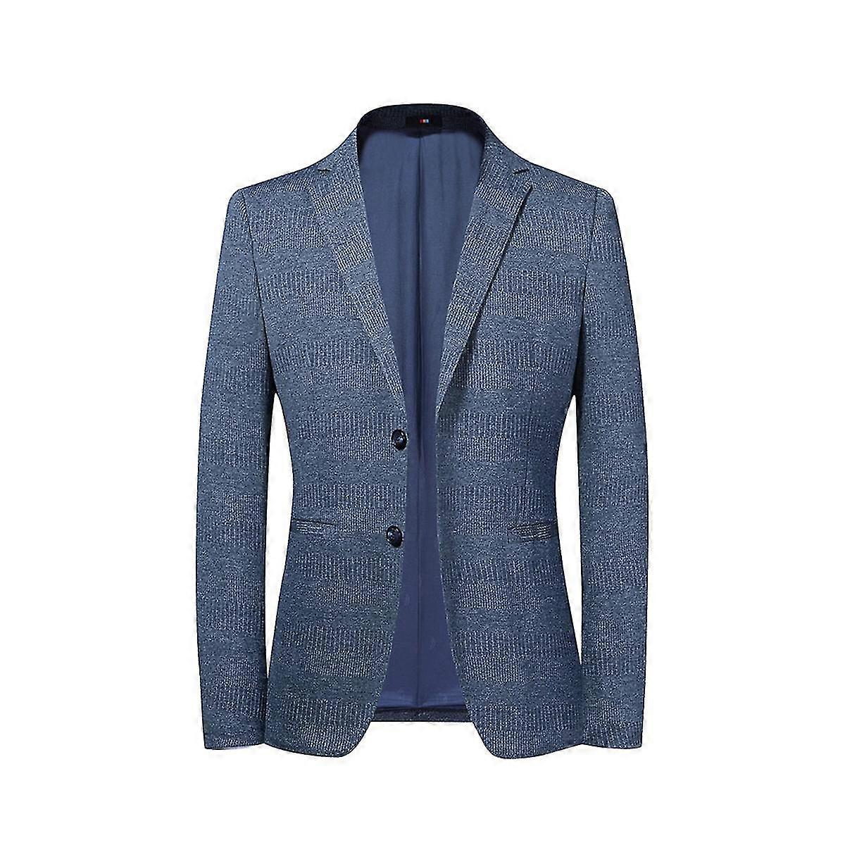 VAWAN Mens 2 Button Jacquard Slim Fit Suit Jacket