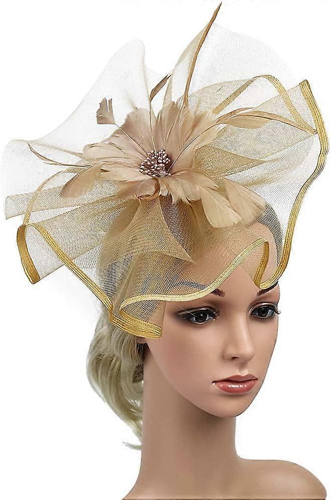 Women's Mesh Wedding Fascinator Hat (Gold)