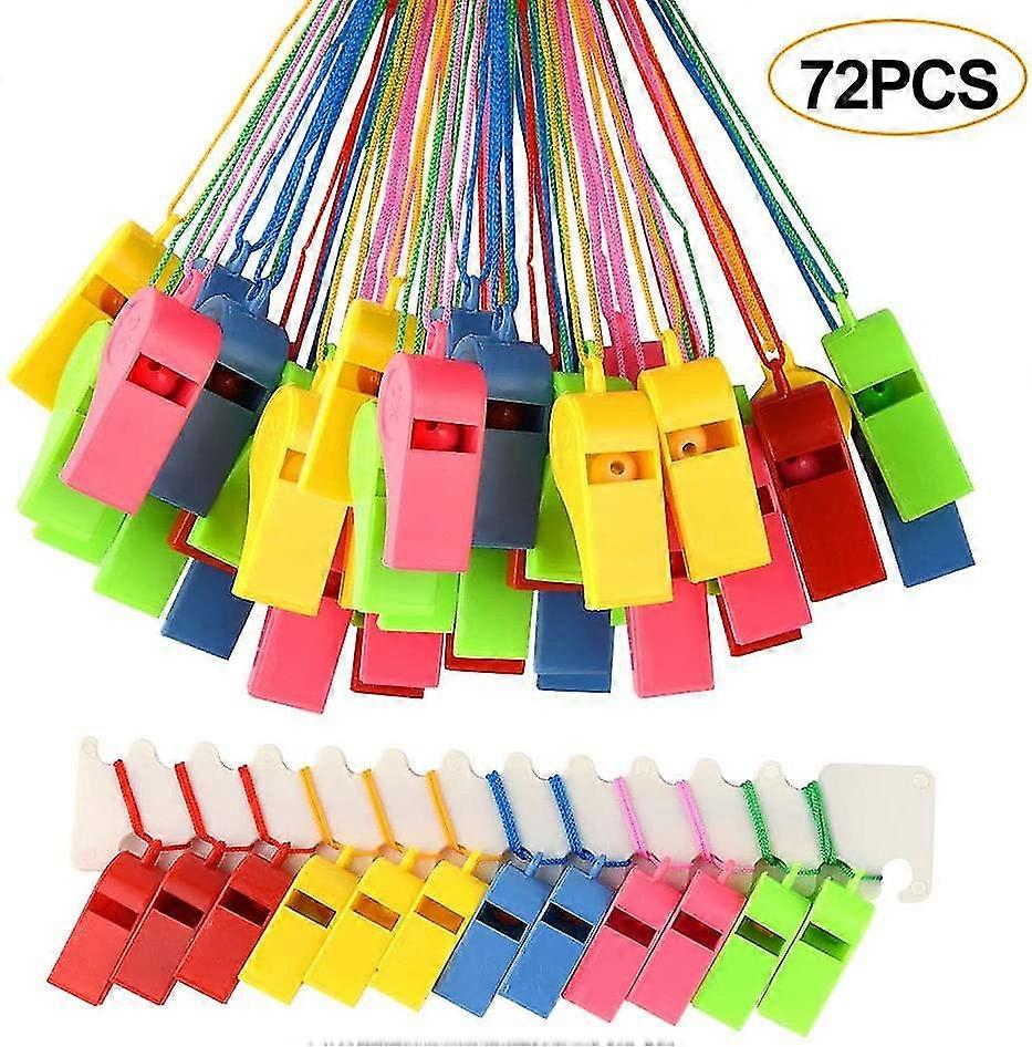 Fischietti In Plastica 72 Pezzi - Con Cordino, Colorati, Per Sport E Bambini