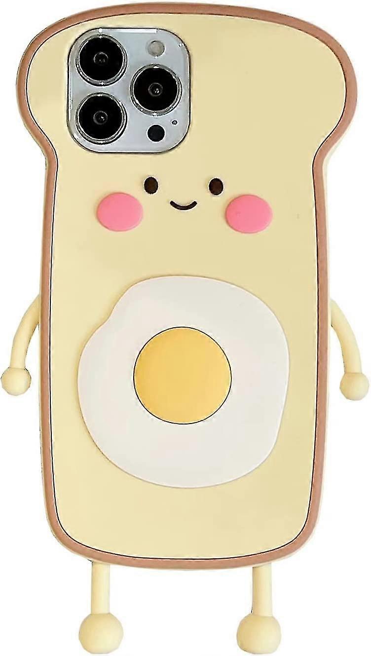Kawaii Phone Cases Apply To Iphone 12/12 Pro,cute Cartoon Egg Toast Phone Case Unique Fun Cover Case 3d Iphone 12/12 Pro Case Soft Silicone Shockproof