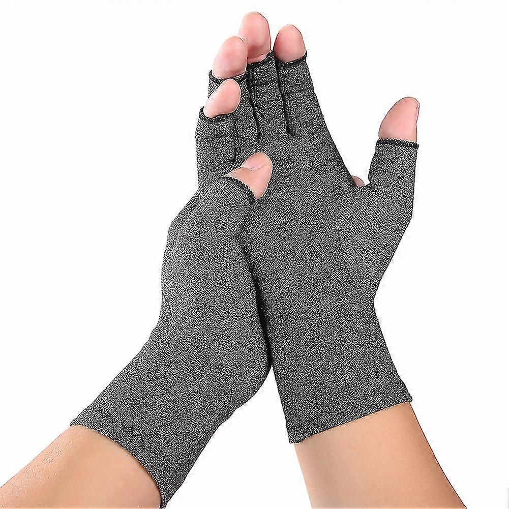 Grey 2 Pair Compression Wrist Hand Brace Arthritis GlovesL