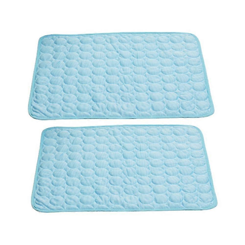 2pcs Summer Cooling Mat For Rabbit Washable Bunny Bed Bed Mat Blue