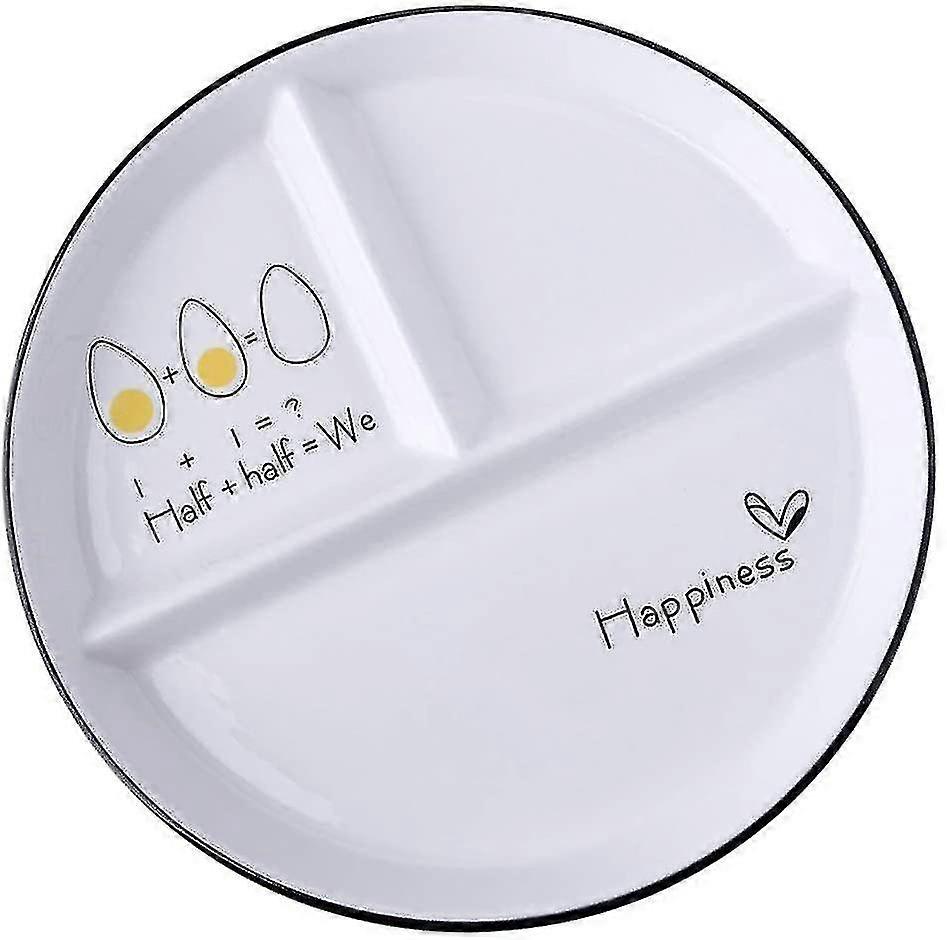 Split Ceramic Dinner Plate 3 Cut Food Plate Lunch Plate