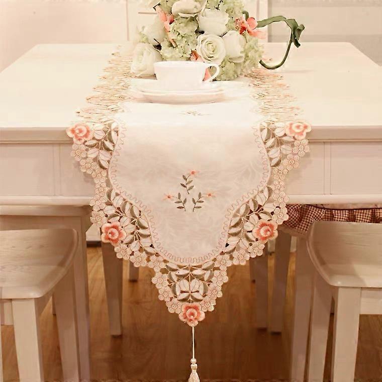 Floral Embroidered Spring Design Table Runner for Tea Table Decor