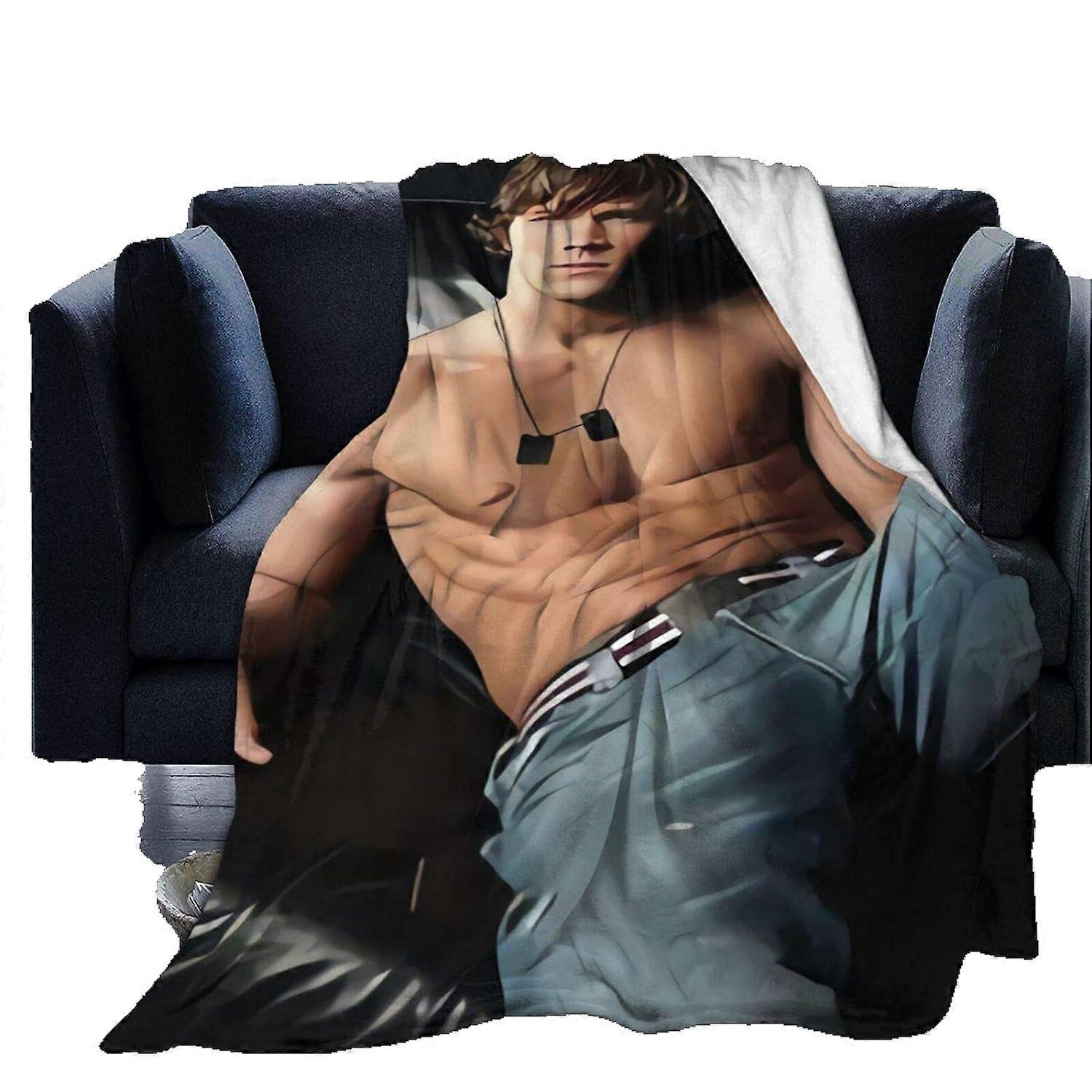 Jared Padalecki Soft and Comfortable Warm Fleece Blanket for Sofa,Office Bed car Camp Couch Cozy Fluffy Plush Throw Blankets Beach Blankets-D139-698