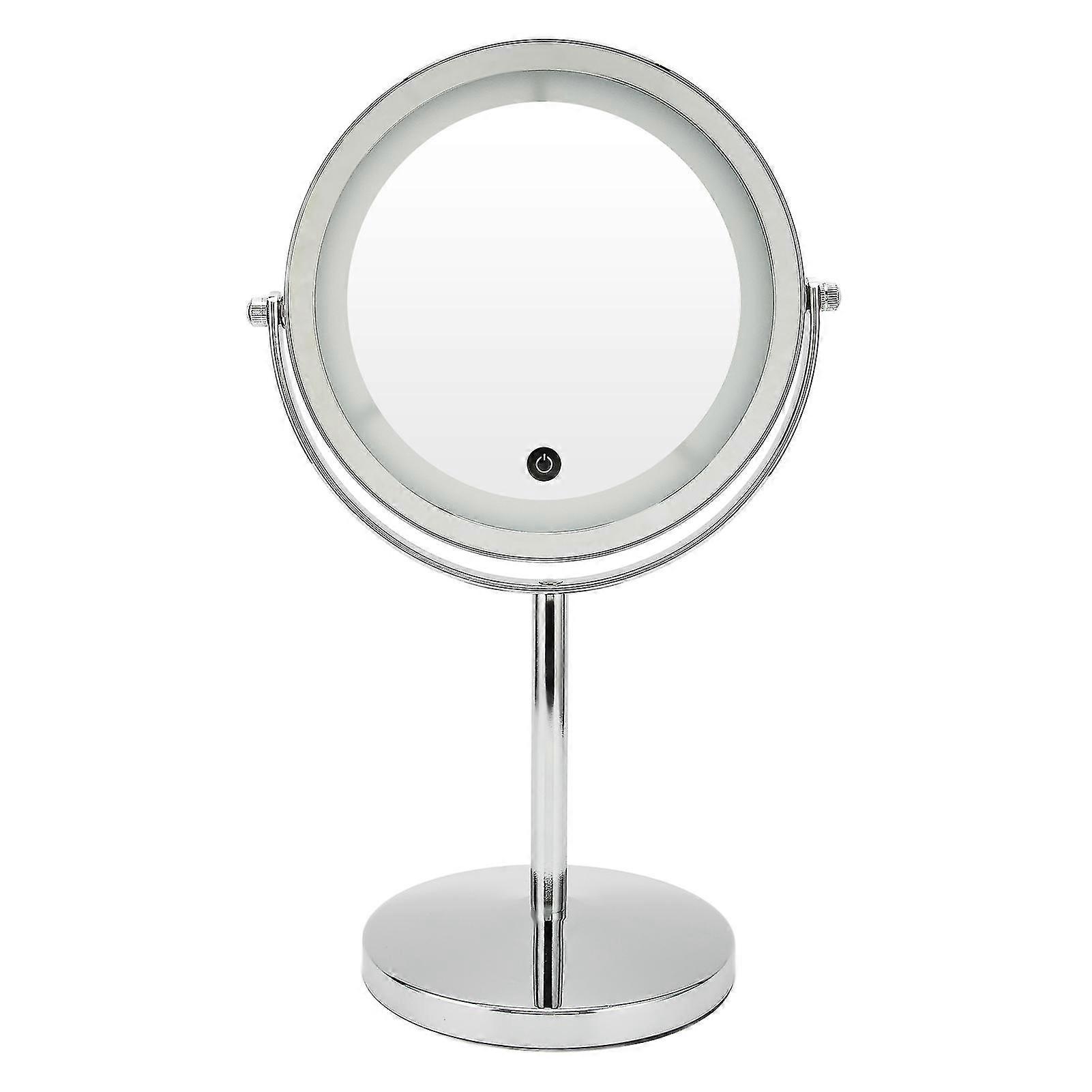 LED Makeup Mirror Round Double Sided Magnifying Standing Mirror for Home and Bathroom Use
