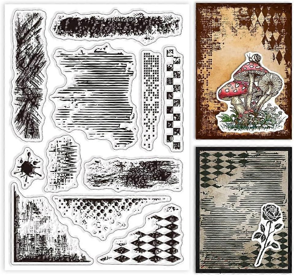 Vintage Texture Background Clear Stamps for Cards Making Retro Mark Background Silicone Clear Stamp Seals Transparent Stamps