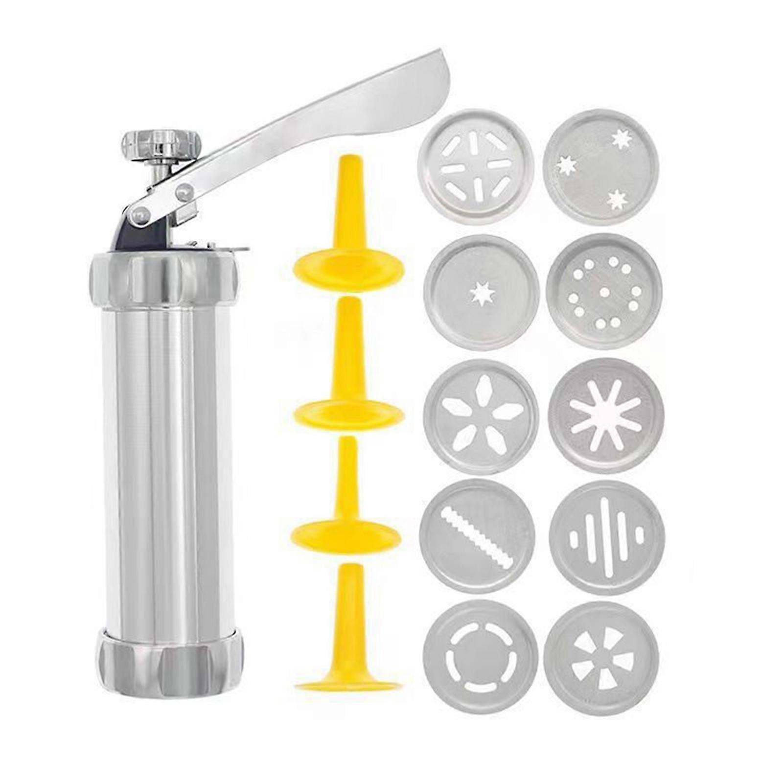 Cookie Biscuit Press Maker Kit with10 Decorative Stencil Discs Easy Use Clean