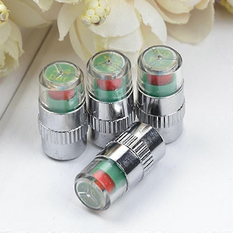 4pcs Car Tire Pressure Gauge Indicator Alert Monitoring Valve Cap Sensor Tire Pressure Indicator External Valve Detection