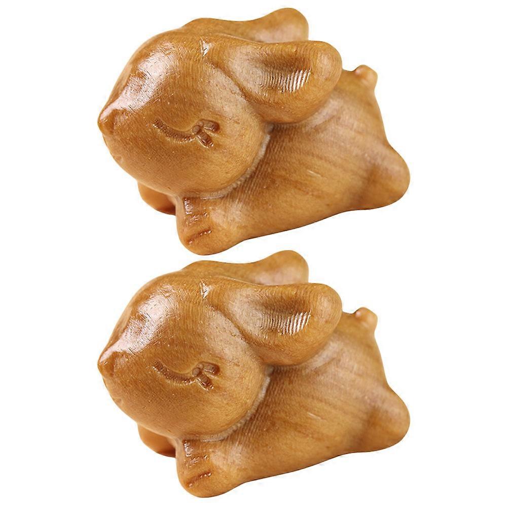 2pcs Wood Rabbit Charm Rabbit Hanging Ornament DIY Key Charm Wood Rabbit Craft