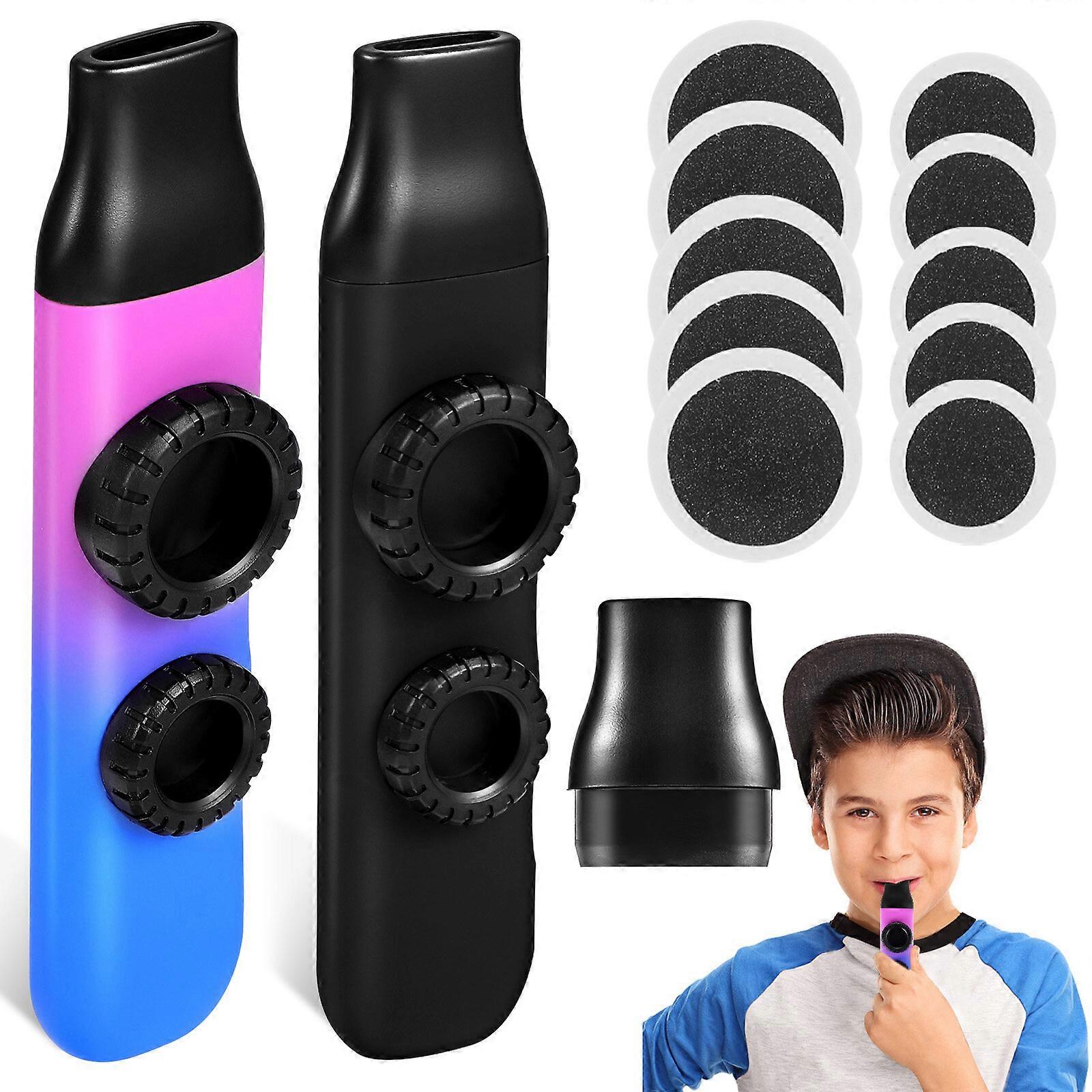 2 Sets of Kazoo Musical Instruments Portable Accompaniment Musical Instrument with Replacement Mouthpiece and Round Membranes