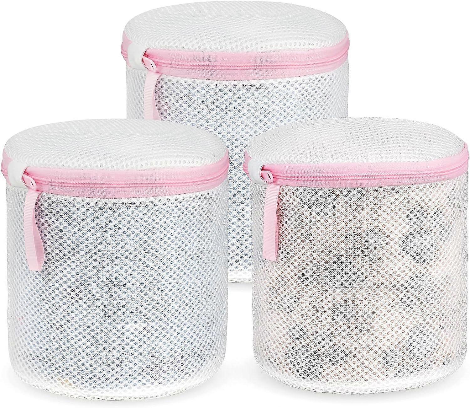 Washing Machine Net, 3PCS Cylindrical Laundry Bag with Zipper for Machine Washing, Reusable Washing Nets for Blouse, Stockings, Underwear, Bra, Linger