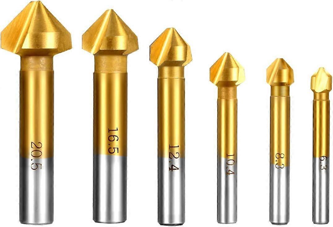 6 Pieces HSS 90 Countersunk Head Titanium Cone Three Point Socket Head Screw Tool for DIY