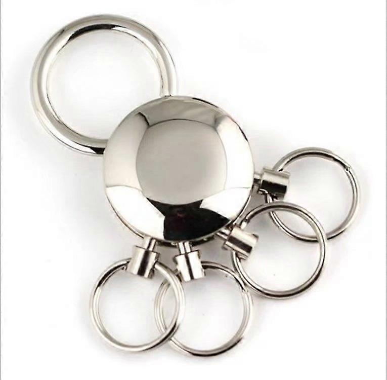 Multifunctional Round Key Fob, Rotatable, With 4 Key Rings
