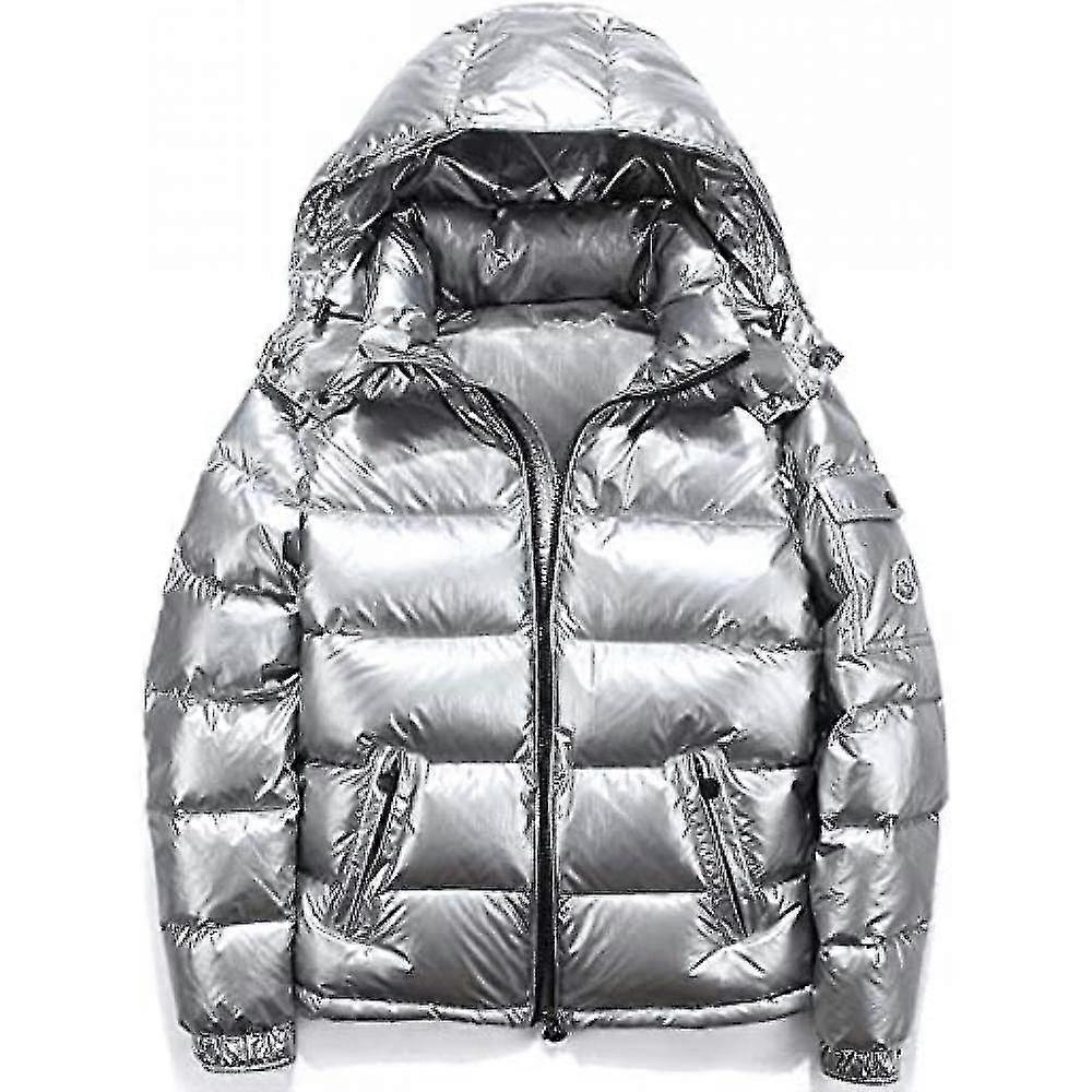 Shiny Down Jacket Men's Winter Jacket Stand Collar Down Jacket With Hood