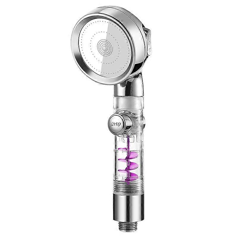 Hand shower head, limescale filtering shower head, 3 jet types and on/off switch, water-saving rain