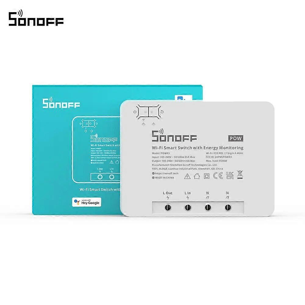 SONOFF POWR3 WiFi Smart DIY Switch 25A 5500W Power Metering Overload Protection Energy Saving eWelink APP Alexa Voice Conrol