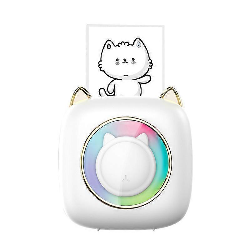 Mini Printer, 7 LED Lights Label Printer With 13 Rolls Thermal Paper With IOS Android