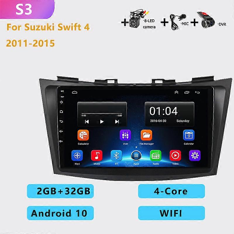 2 DIN 4G+64G android car radio multimedia player BT carplay auto GPS navigation For Suzuki Swift 2011 2012 2013 2014-2015