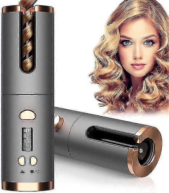Gold Wireless Automatic Hair Curler Rechargeable Rotating Curling Iron Led Display Temperature Adjustable Hair Rollers Styling Tools