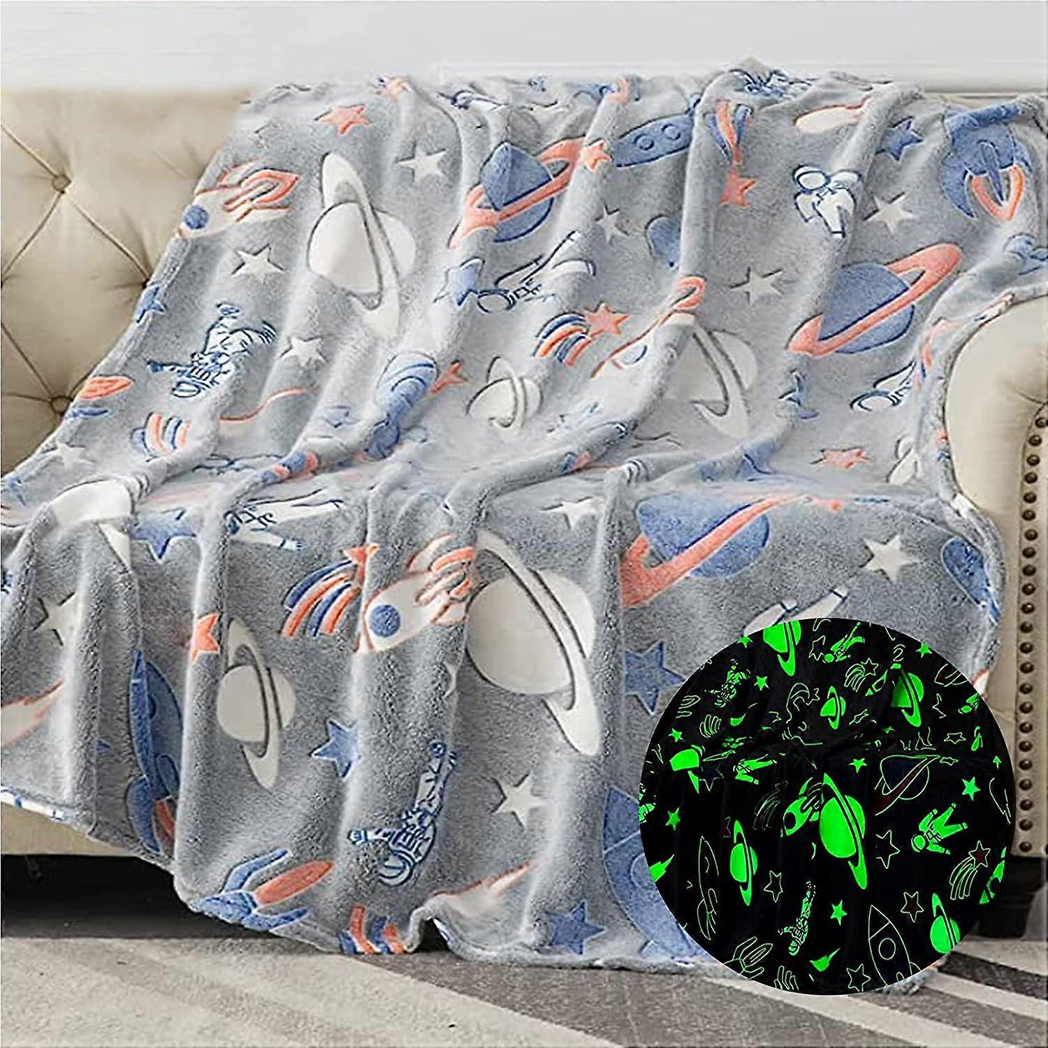 Children's Unicorn Blanket Glow in the Dark, Pink Soft Flannel Children's Cuddly Blanket Girls, Plush Blanket for Bed Sofa (02 Unicorn, 130 x 150 cm)