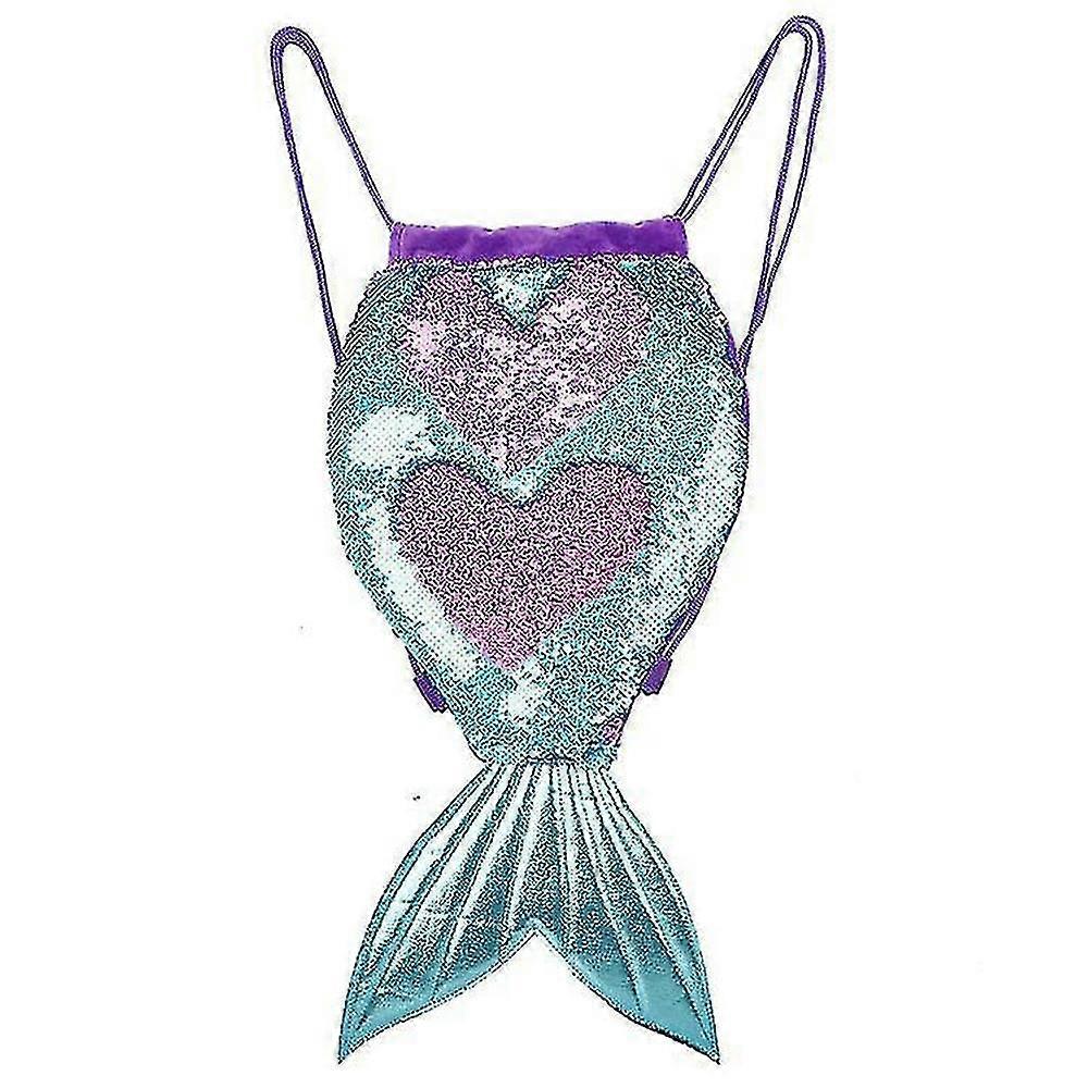Sparkly Sequin Drawstring Bag Mermaid Glitter Backpack Shznv