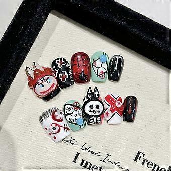 Estilo gótico pressione as unhas com grafite unha natural inquebrável desgaste simples para compras viagens namoro