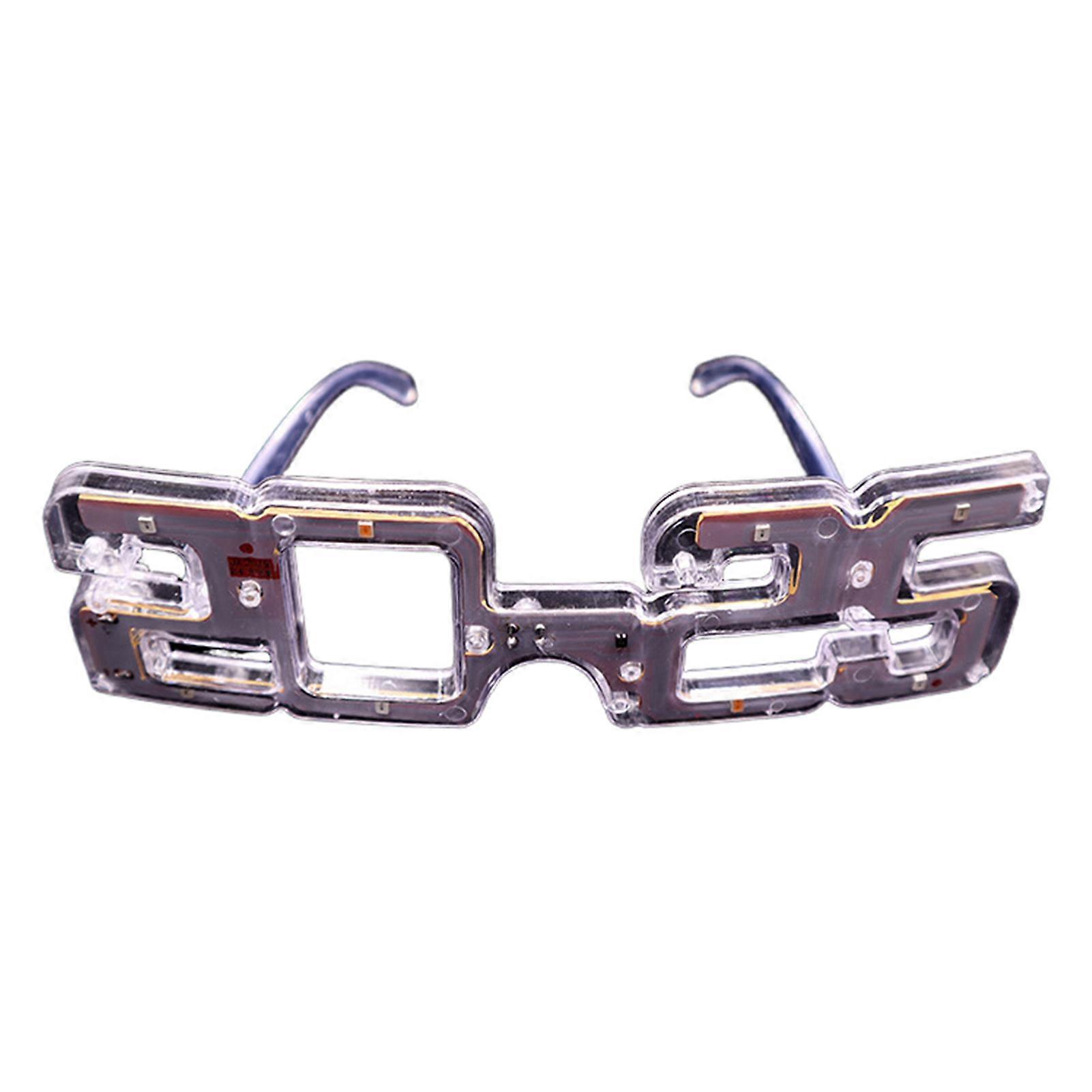 New Year Party LED Light Up Glasses 2025 Number Luminous Glasses 3 Lighting Modes Cosplay Birthday Party Photo Prop