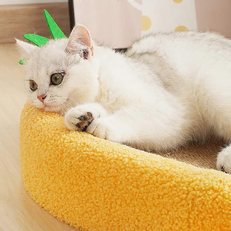 Large Pineapple Oval Cat Scratcher Bed with Sisal Pad Durable Design