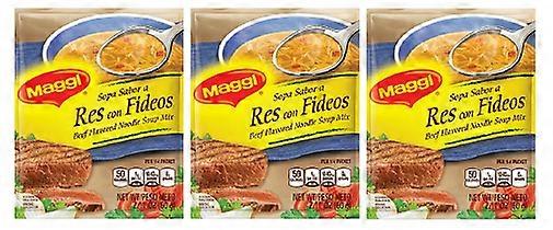 Maggi Beef Soup Sopa Sabor a Res Con Fideos 3 Pack