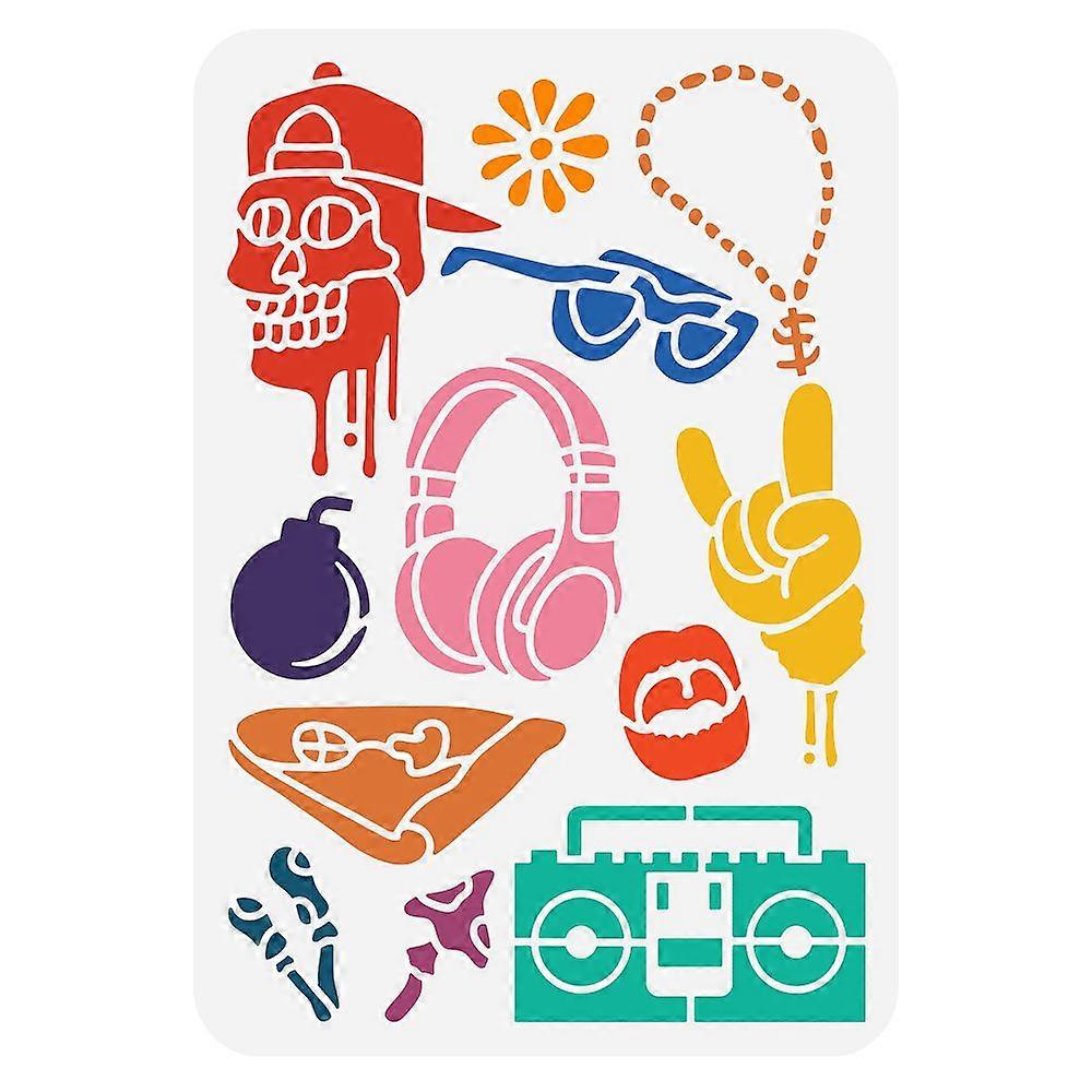 Plastic Drawing Painting Stencils Templates for Painting on Scrapbook Fabric Tiles Floor Furniture Wood Rectangle Radio Pattern 29.7x21cm