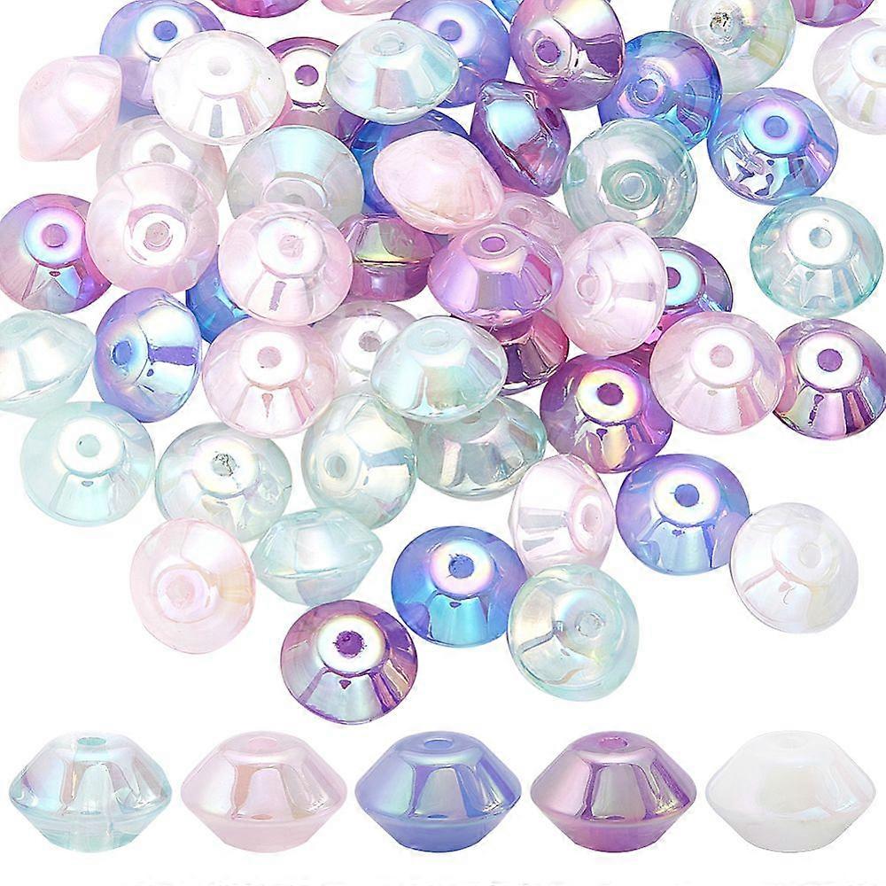 80Pcs Pinted Acrylic Bead Disc Mixed Color 15.5x10mm Hole: 2.5mm