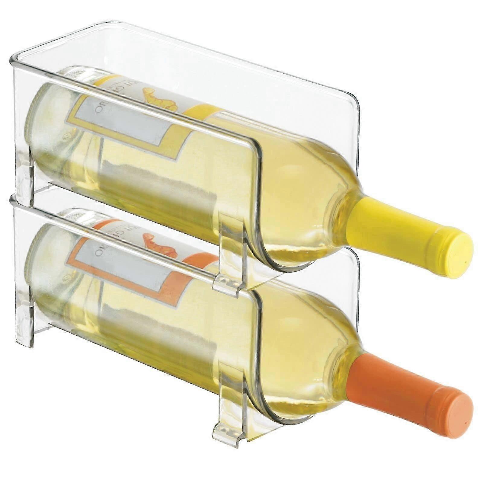 Wine Racks (Set of 2) - Stackable Plastic Wine Rack for Bottles of Wine, Sodas or Other Beverages - Modern Wine Rack for 1 Bottle - Clear